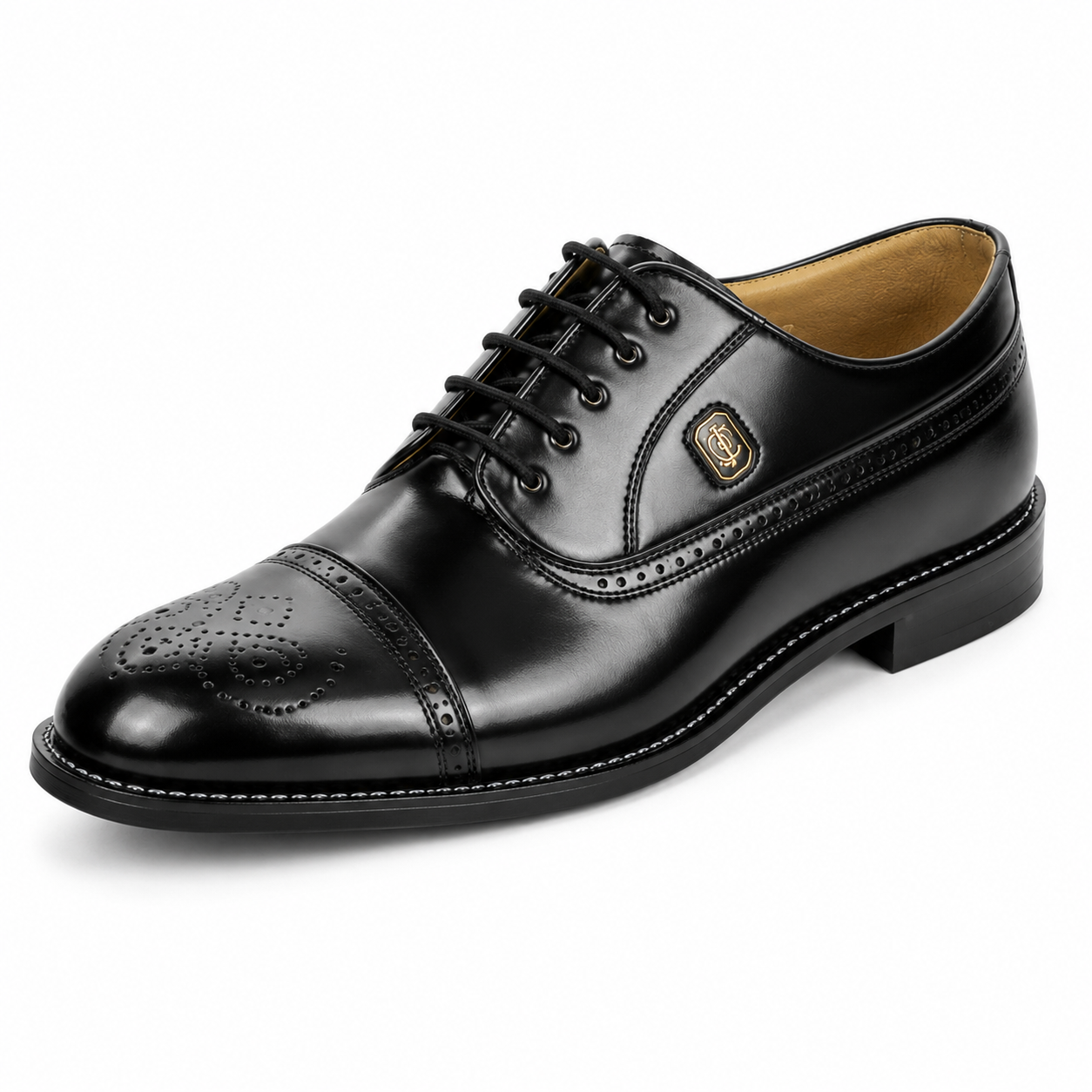 Crockett & Jones Cobbler Black Polished Brogue Lace-Up Shoes – 62.C15263F - Image 6