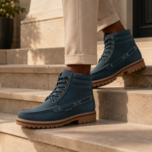 Alternative view of Jonathan D Men’s Teal High-Top Moc Boot – Rugged Lace-Up Casual Boot