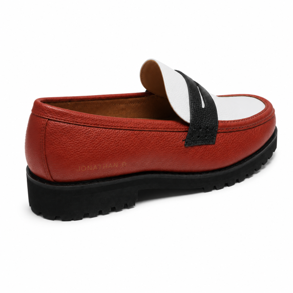 Jonathan D Penny Moc Loafer – Oxblood Red/White/Black - Image 3