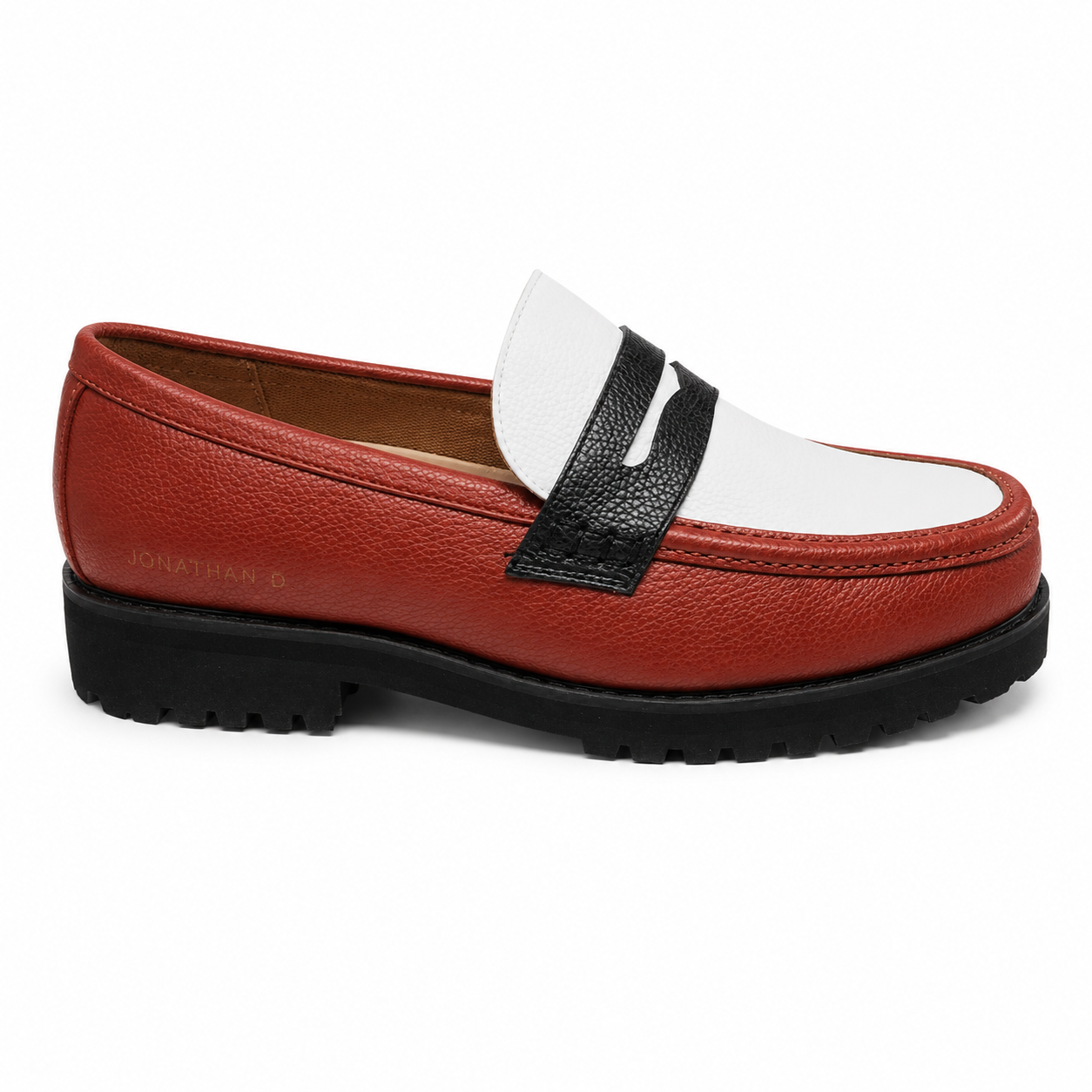 Jonathan D Penny Moc Loafer – Oxblood Red/White/Black - Image 4