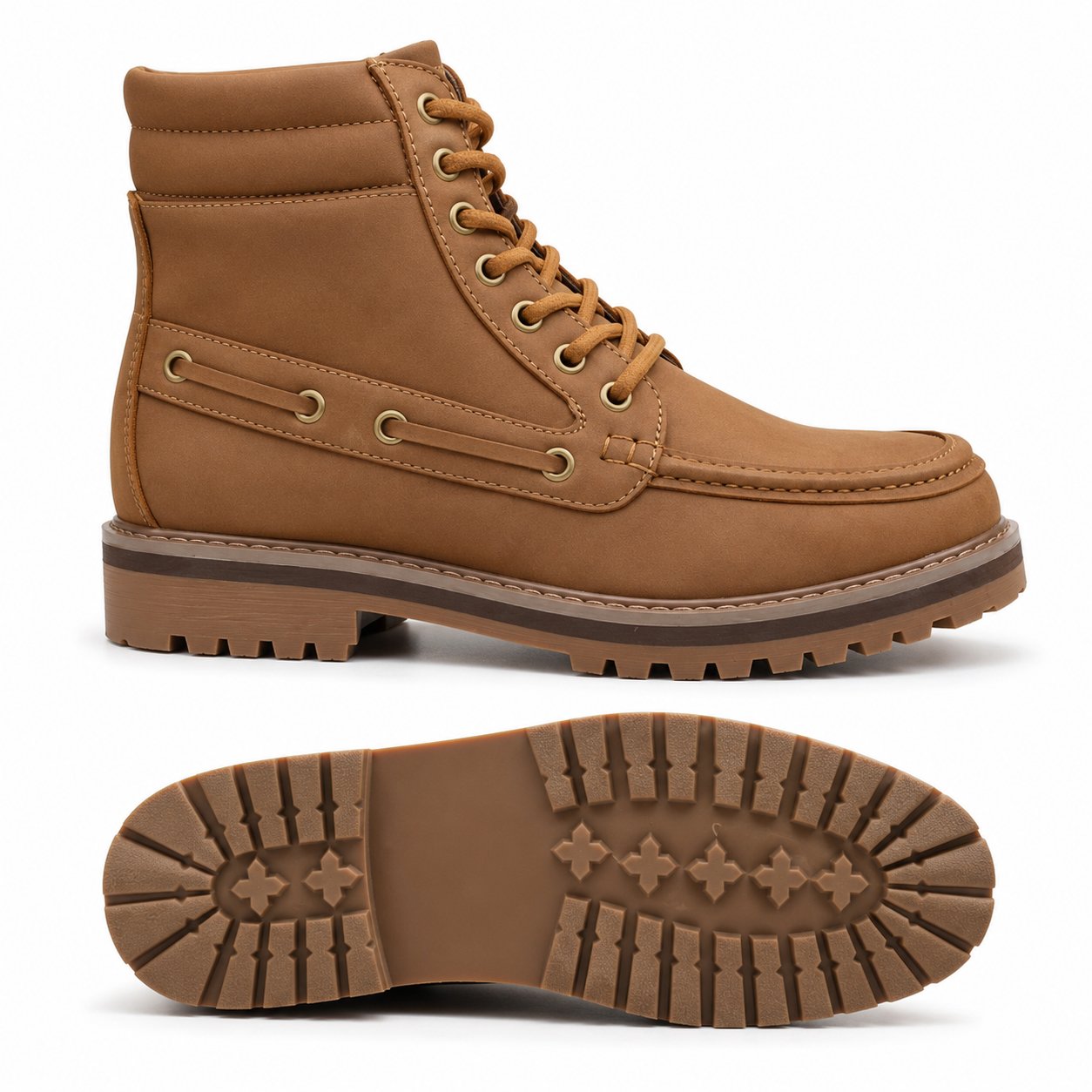 Jonathan D Men’s Tan High-Top Moc Boot – Rugged Lace-Up Casual Boot - Image 6