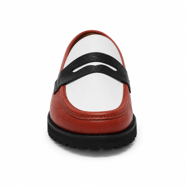 Jonathan D Penny Moc Loafer – Oxblood Red/White/Black - Image 5
