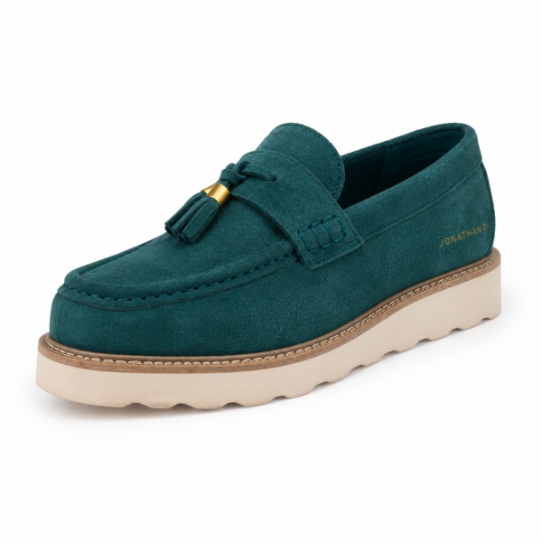 Jonathan D C42 Scout Suede Tassel Loafer – Teal Green | Chunky Smart Casual Shoe
