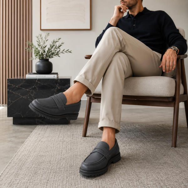 Alternative view of Jonathan D C59 Shadow Pebble Leather Moc Loafer – Chunky Sole Smart Casual Shoe