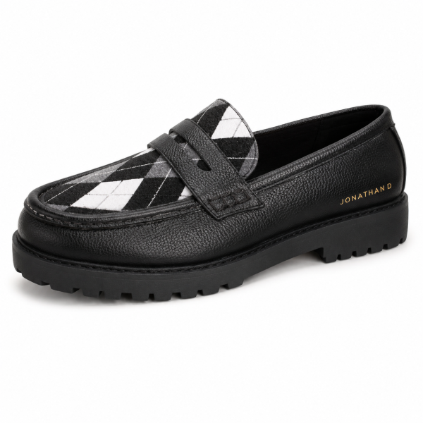 Jonathan D Argyle Print Chunky Loafer – Black | Smart Casual Slip-On Shoe - Image 7