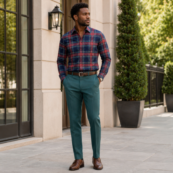 Alternative view of Brentwood Trousers – Teal | 100% Venetian Wool Men’s Formal Trousers