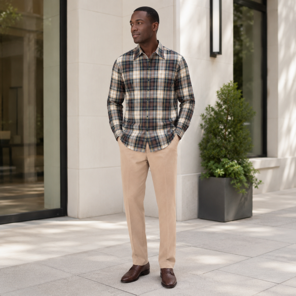 Alternative view of Brentwood Trousers – Khaki | 100% Venetian Wool Men’s Formal Trousers
