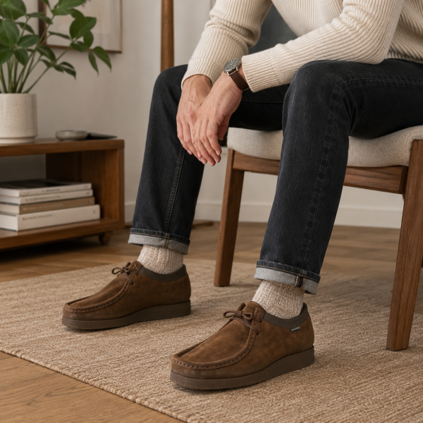 Alternative view of Grasshoppers Denver Dark Brown Suede Moccasin Shoes