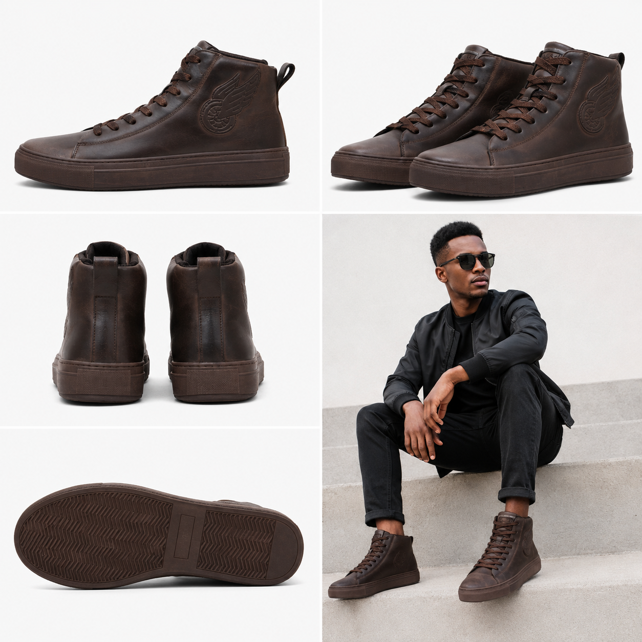 Cutty Cutampa High Leather Men’s High-Top Sneakers – Mud - Image 2