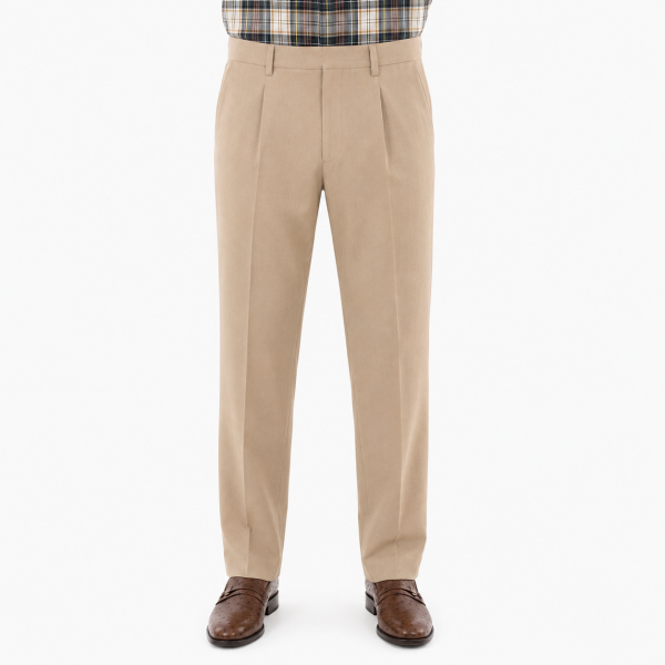 Brentwood Trousers – Khaki | 100% Venetian Wool Men’s Formal Trousers