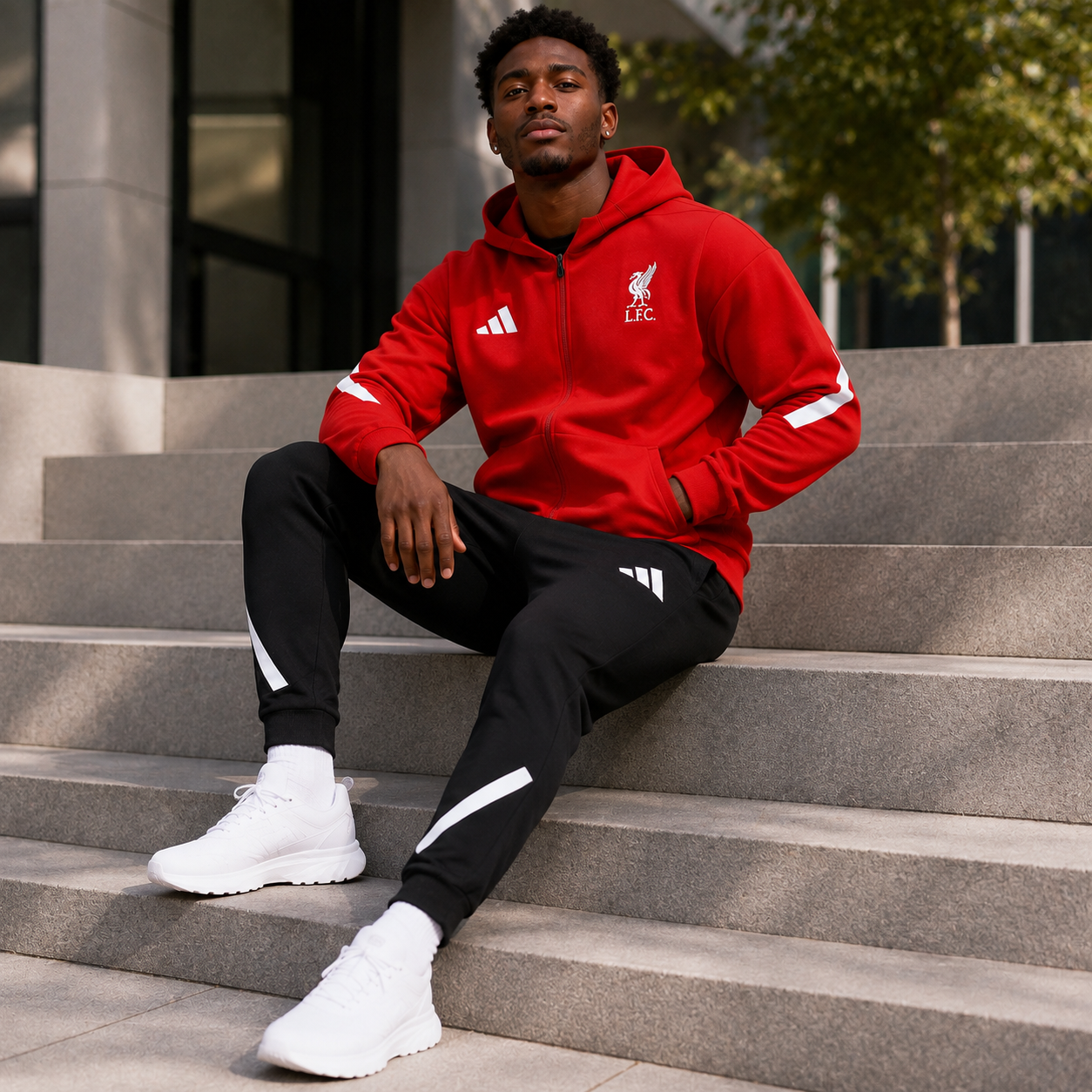Liverpool 2025/26 Red Full-Zip Hoodie Tracksuit Set – Medium In Stock - Image 5