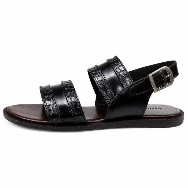 Dakotas L1044 Hi-Shine Sandal – Black | Men’s Leather-Style Casual Sandal - Image 4
