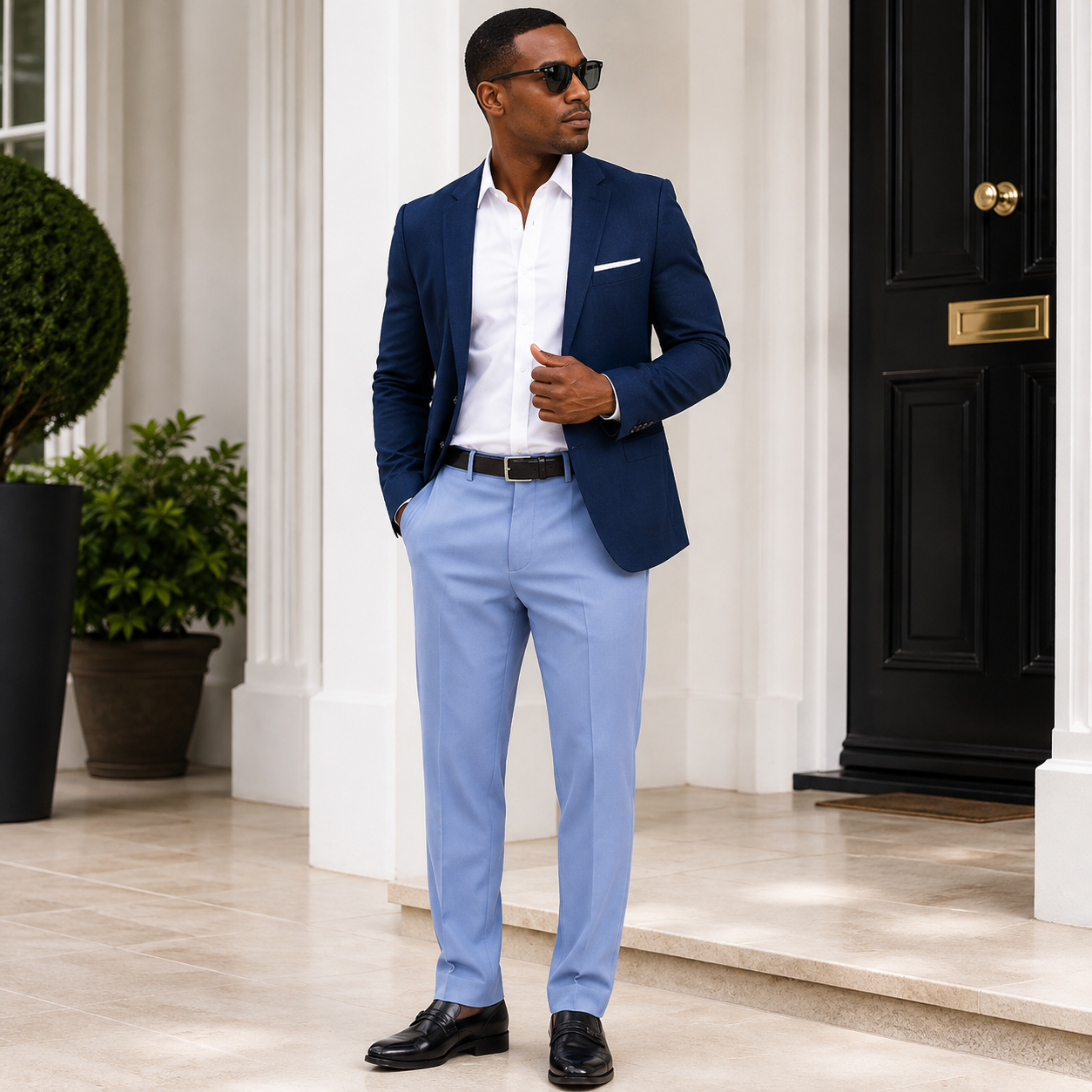 Brentwood Trousers – Powder Blue | 100% Venetian Wool Men’s Formal Trousers - Image 2
