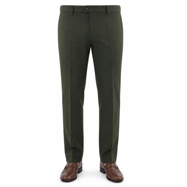 Brentwood Trousers – Olive | 100% Venetian Wool Men’s Formal Trousers
