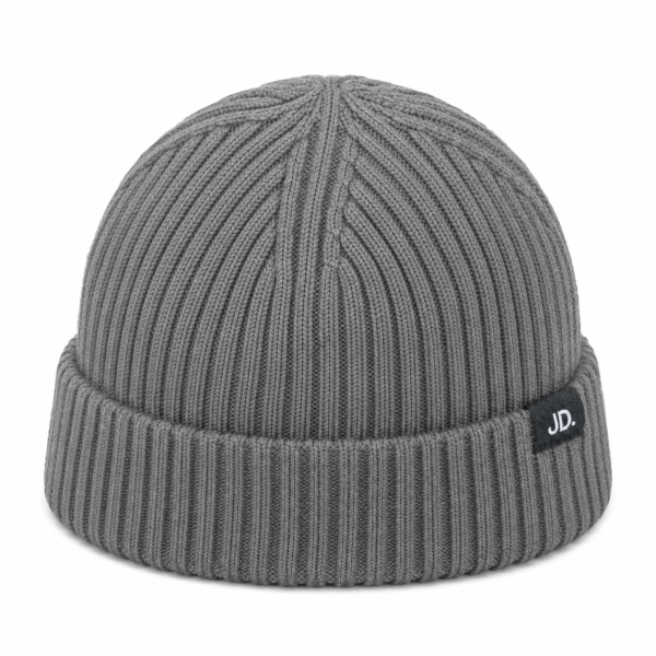 Jonathan D Ribbed Knit Beanie – Grey - Image 3