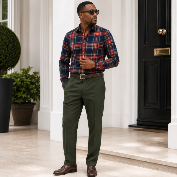 Alternative view of Brentwood Trousers – Olive | 100% Venetian Wool Men’s Formal Trousers