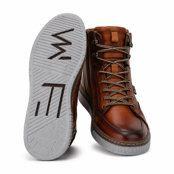 Bronx Norwood Genuine Leather High-Top – Cognac | Men’s Casual Boot Sneaker - Image 4