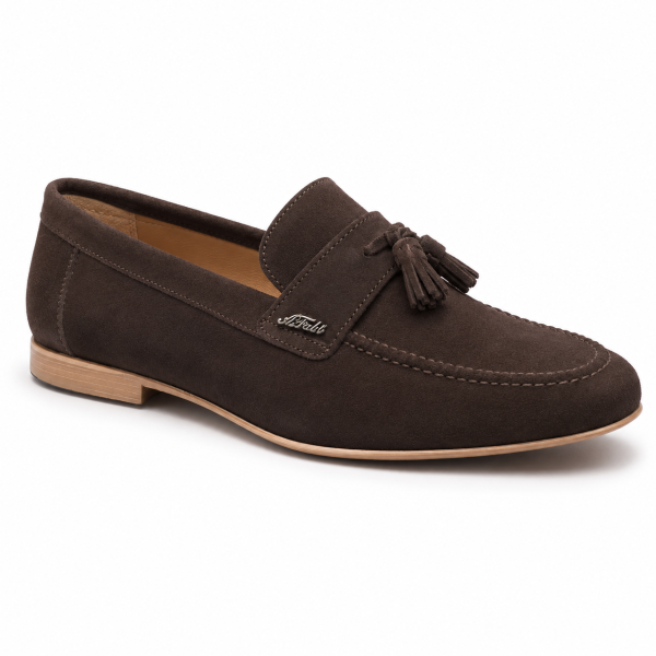 Anton Fabi Servero Dark Brown Suede Tassel Loafer