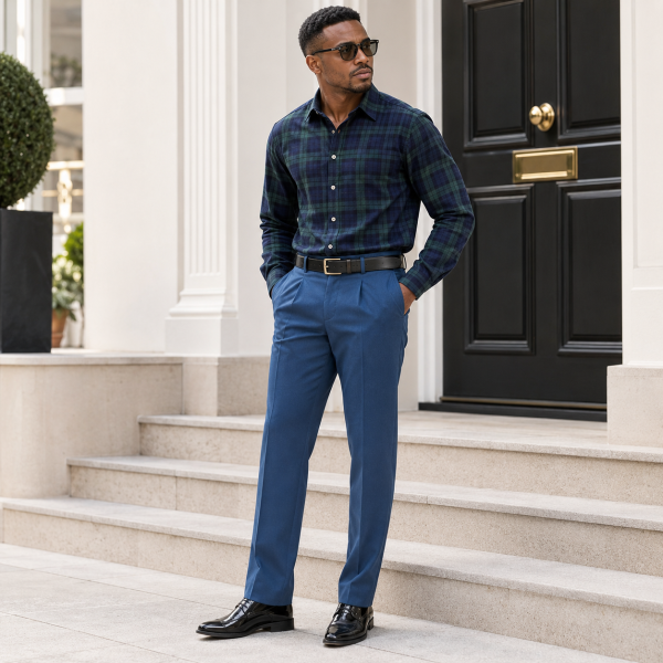 Alternative view of Brentwood Trousers – Airforce Blue | 100% Venetian Wool Men’s Formal Trousers