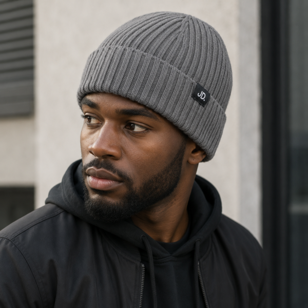 Alternative view of Jonathan D Ribbed Knit Beanie – Grey