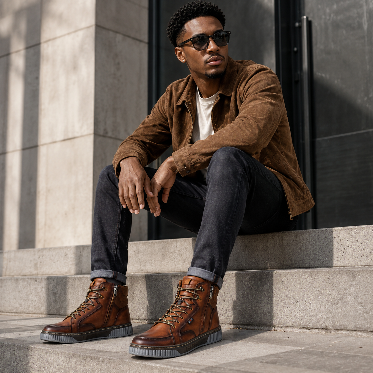 Bronx Norwood Genuine Leather High-Top – Cognac | Men’s Casual Boot Sneaker - Image 2