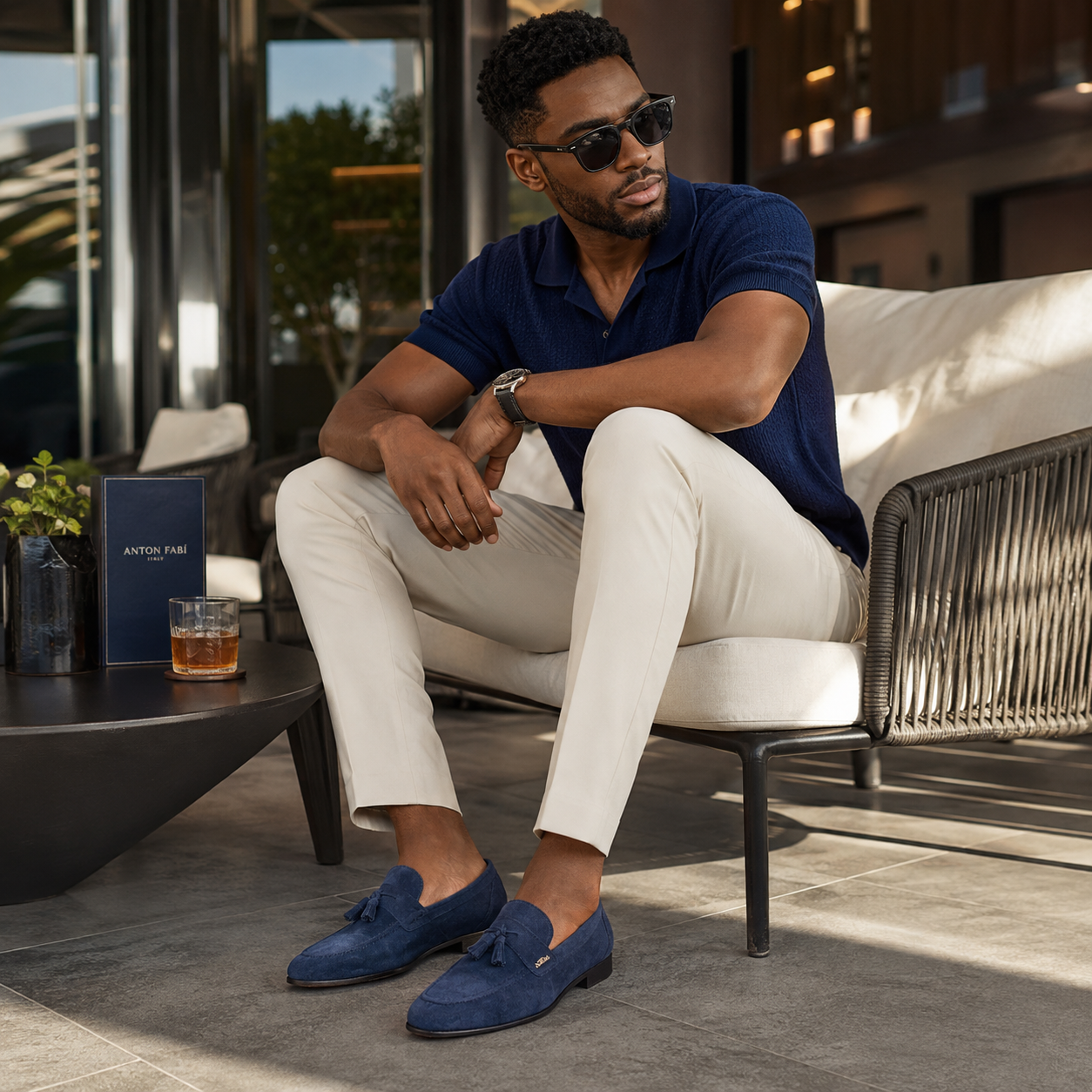Anton Fabi Servero Navy Suede Tassel Loafer - Image 2