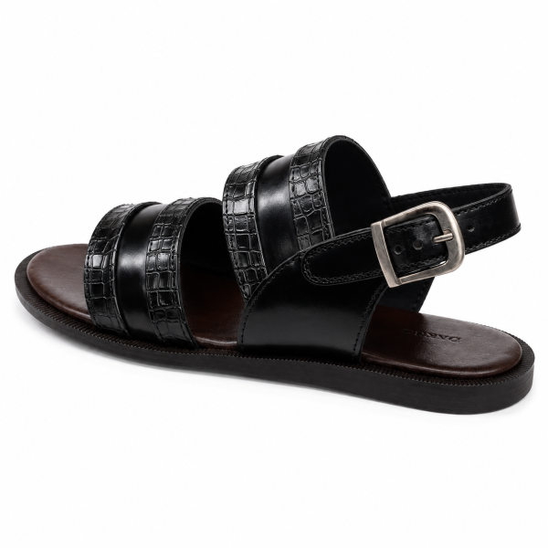 Dakotas L1044 Hi-Shine Sandal – Black | Men’s Leather-Style Casual Sandal - Image 5