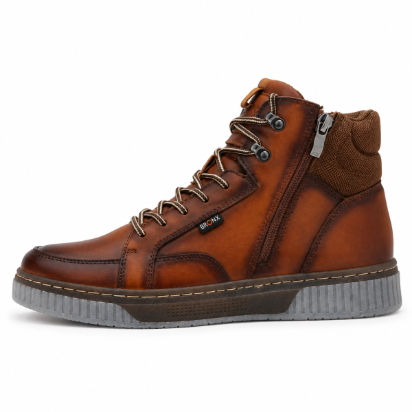 Bronx Norwood Genuine Leather High-Top – Cognac | Men’s Casual Boot Sneaker - Image 5