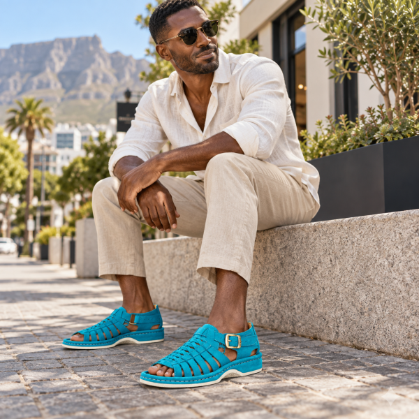 Alternative view of Omega Madrid Suede Sandal – Turquoise