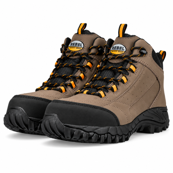 REBEL Expedition HI Safety Boot Brown – 200J Steel Toe S3 Water-Resistant Work Boot