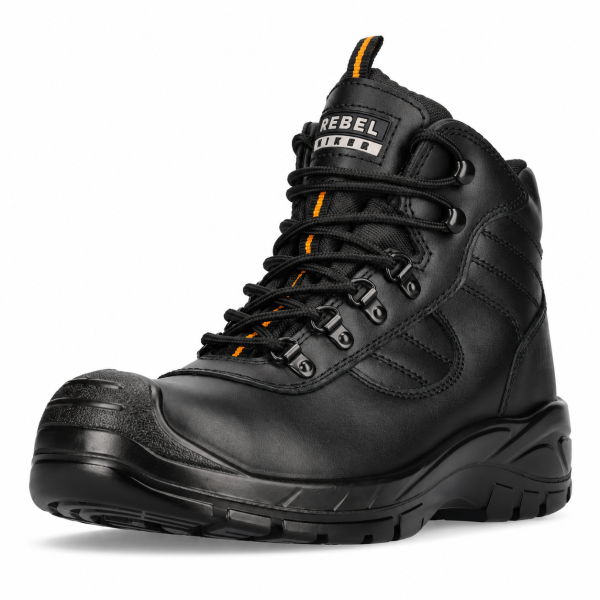 REBEL Hiker Hi Safety Boot Black – 200J Steel Toe Full Grain Leather Work Boot - Image 7
