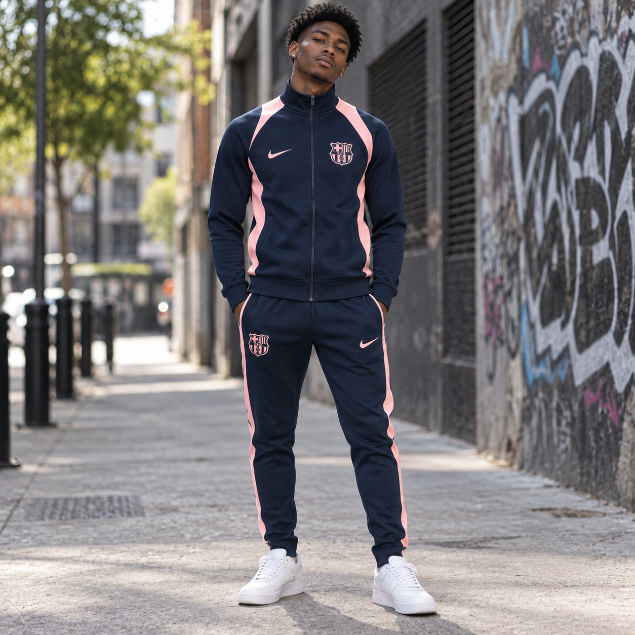 Barcelona 2026/27 Navy & Pink Full-Zip Tracksuit Set – PRE-ORDER | Premium Football Tracksuit - Image 2