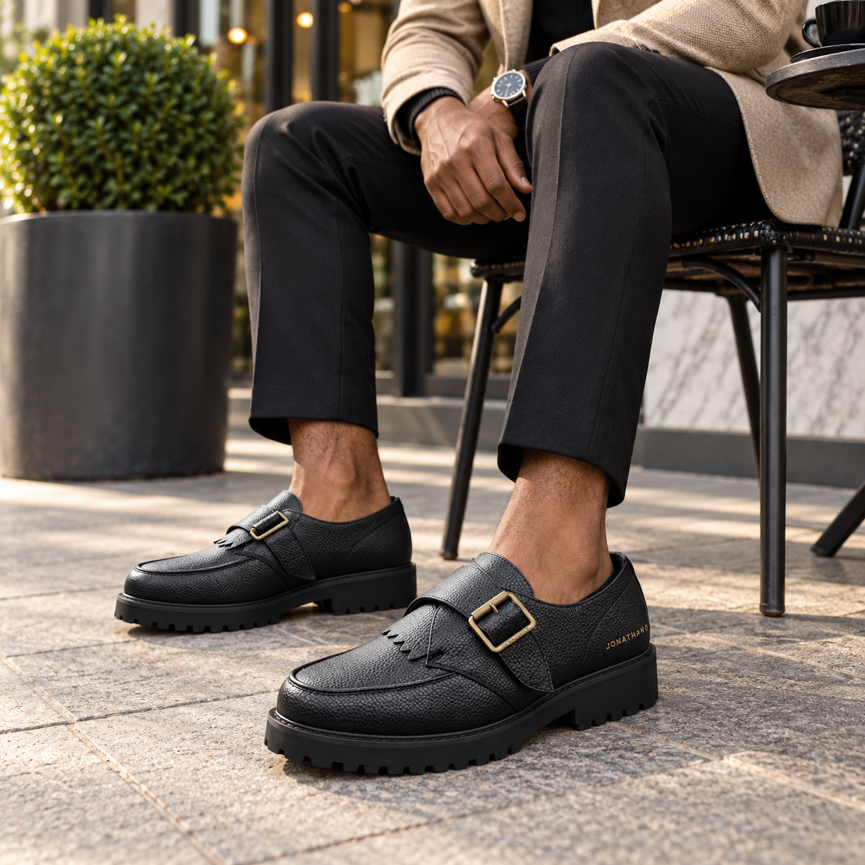 Jonathan D JT Tanner Men’s Buckle Loafers – Black - Image 2