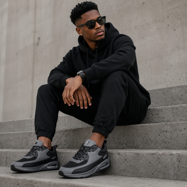 Alternative view of Soviet Men’s Chunky Air Sole Sneakers – Black & Grey