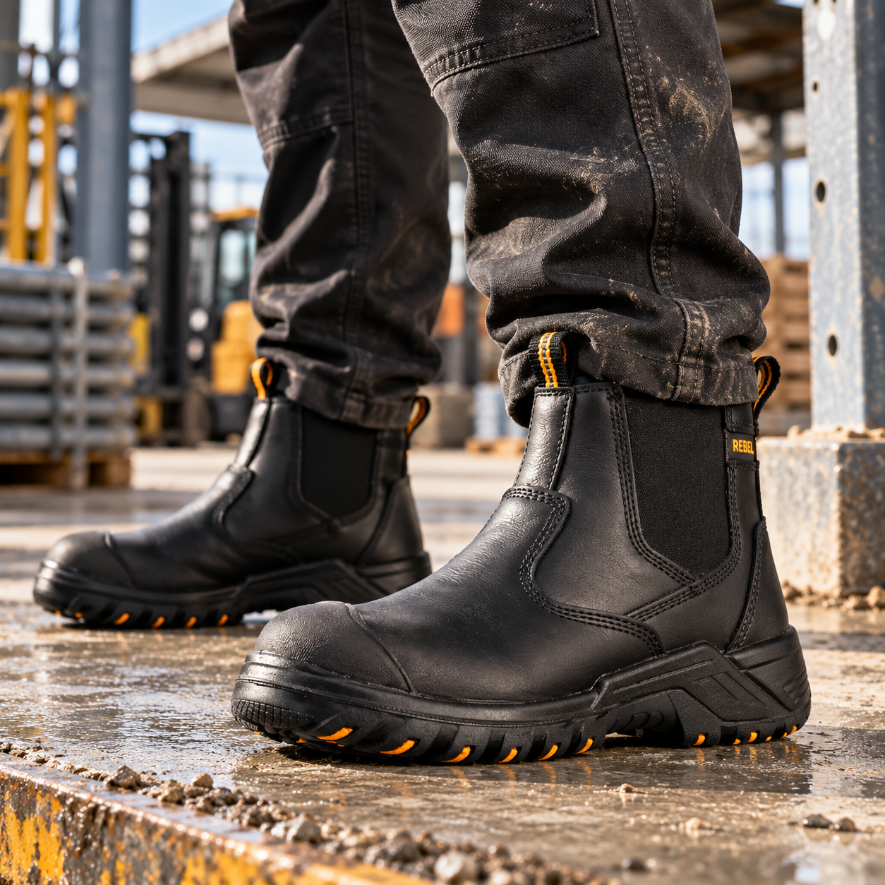 REBEL Crazy Horse Chelsea Safety Boot Black – 200J Steel Toe S1P Work Boot - Image 2