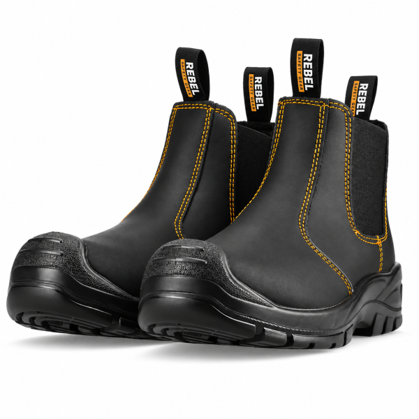 REBEL Anvil Chelsea Safety Boot Black – 200J Steel Toe Work Boot - Image 3