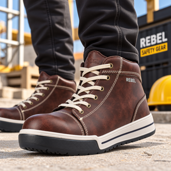 Alternative view of REBEL Hi Top Safety Boot Brown – 200J Wide Steel Toe Sneaker-Style Work Boot
