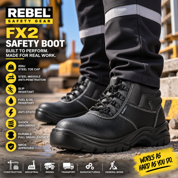 Alternative view of REBEL FX2 S1P Safety Boot Black – Steel Toe & Anti-Penetration Work Boot
