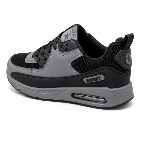 Soviet Men’s Chunky Air Sole Sneakers – Black & Grey - Image 3
