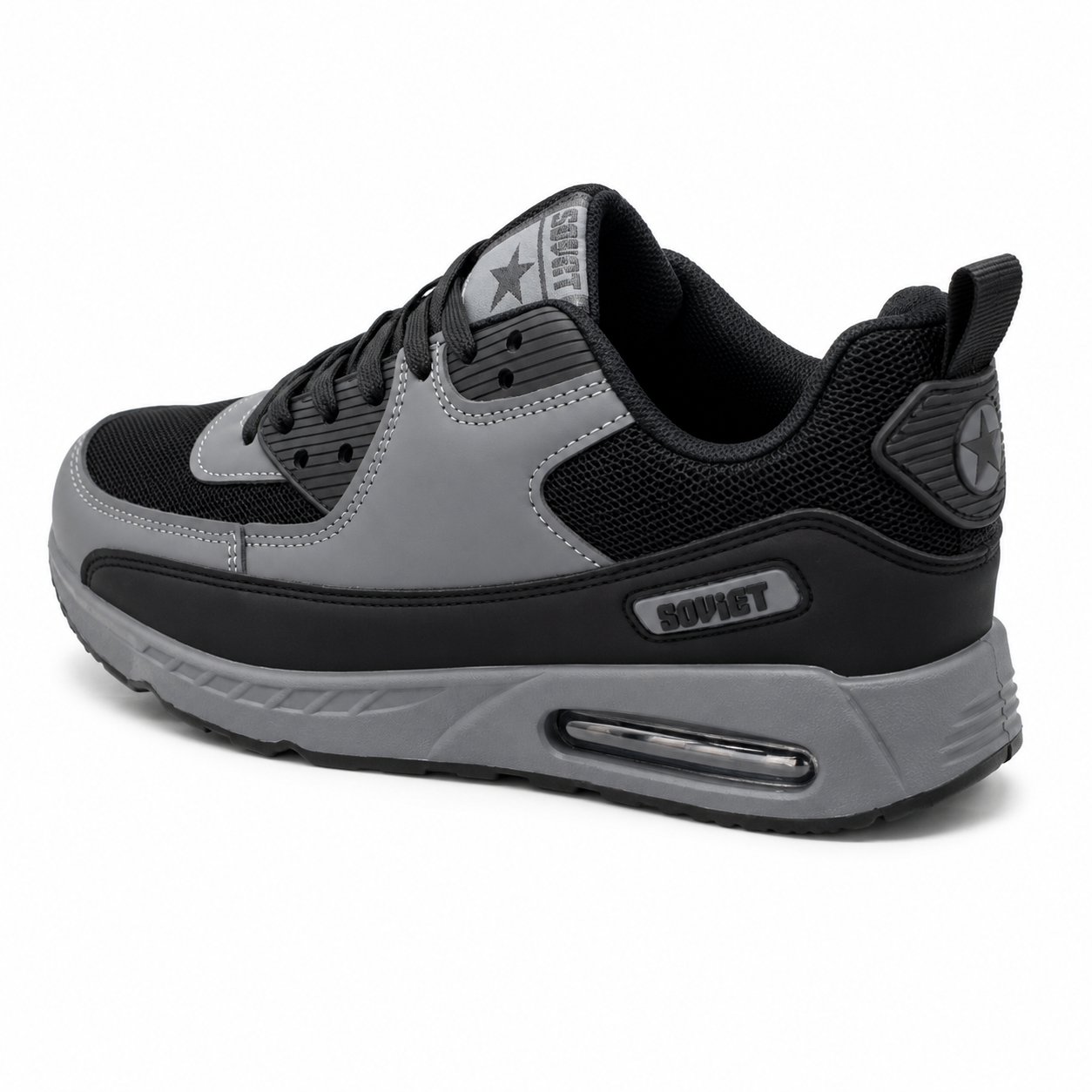 Soviet Men’s Chunky Air Sole Sneakers – Black & Grey - Image 3