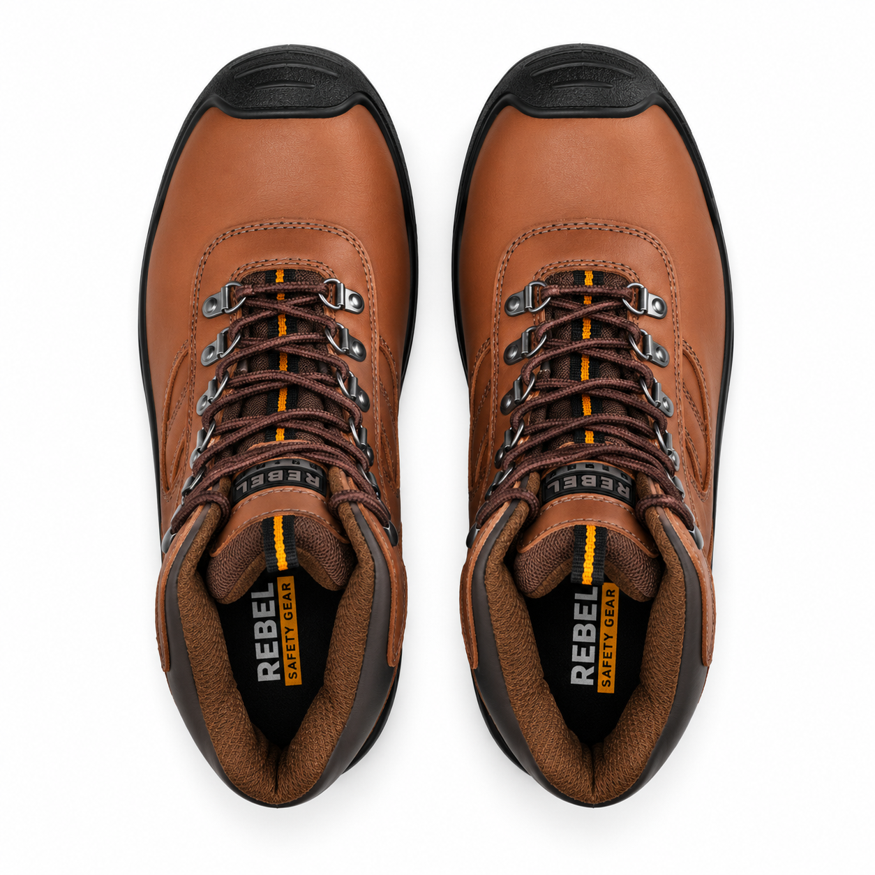 REBEL Hiker Hi Safety Boot Brown – 200J Steel Toe Full Grain Leather Work Boot - Image 3