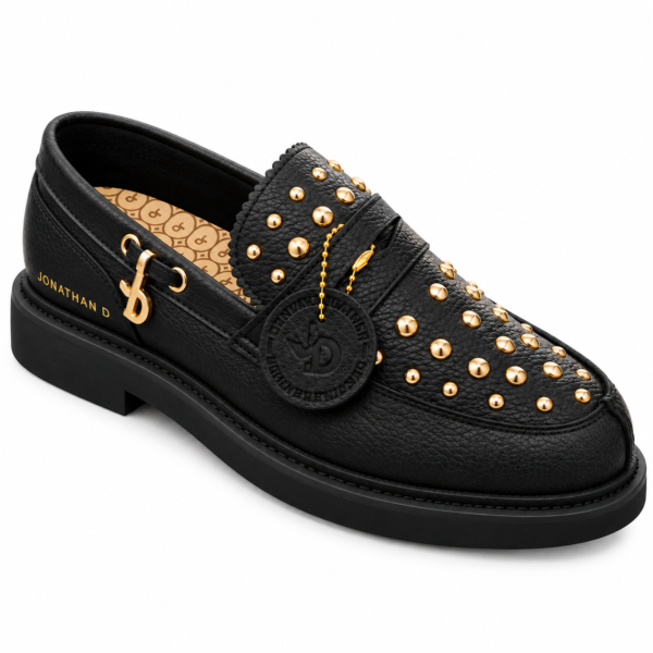 Jonathan D Stewart Black Studded Loafer Shoe