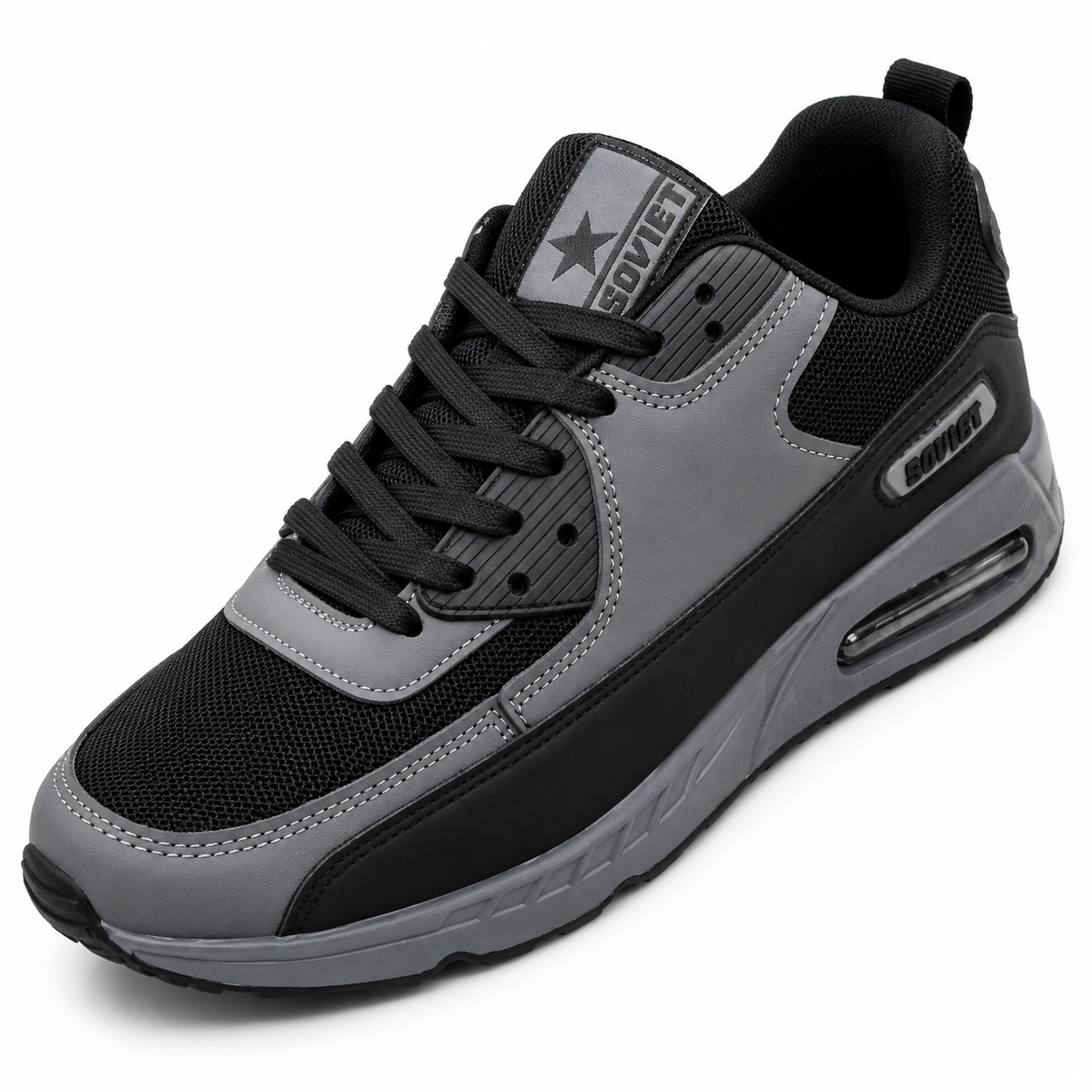 Soviet Men’s Chunky Air Sole Sneakers – Black & Grey