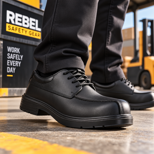 Alternative view of REBEL Classic Work Safety Shoe Black – 200J Steel Toe Formal Work Shoe