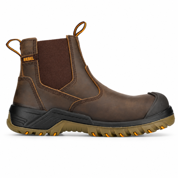 REBEL Crazy Horse Chelsea Safety Boot Brown – 200J Steel Toe S1P Work Boot - Image 5