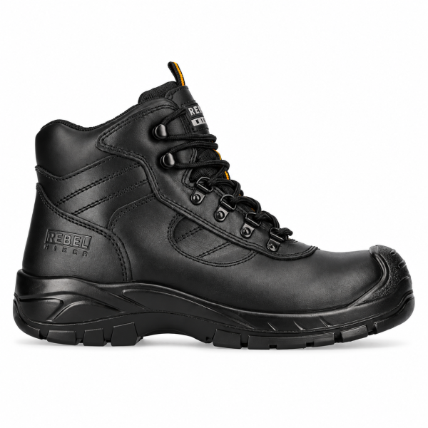 REBEL Hiker Hi Safety Boot Black – 200J Steel Toe Full Grain Leather Work Boot - Image 3