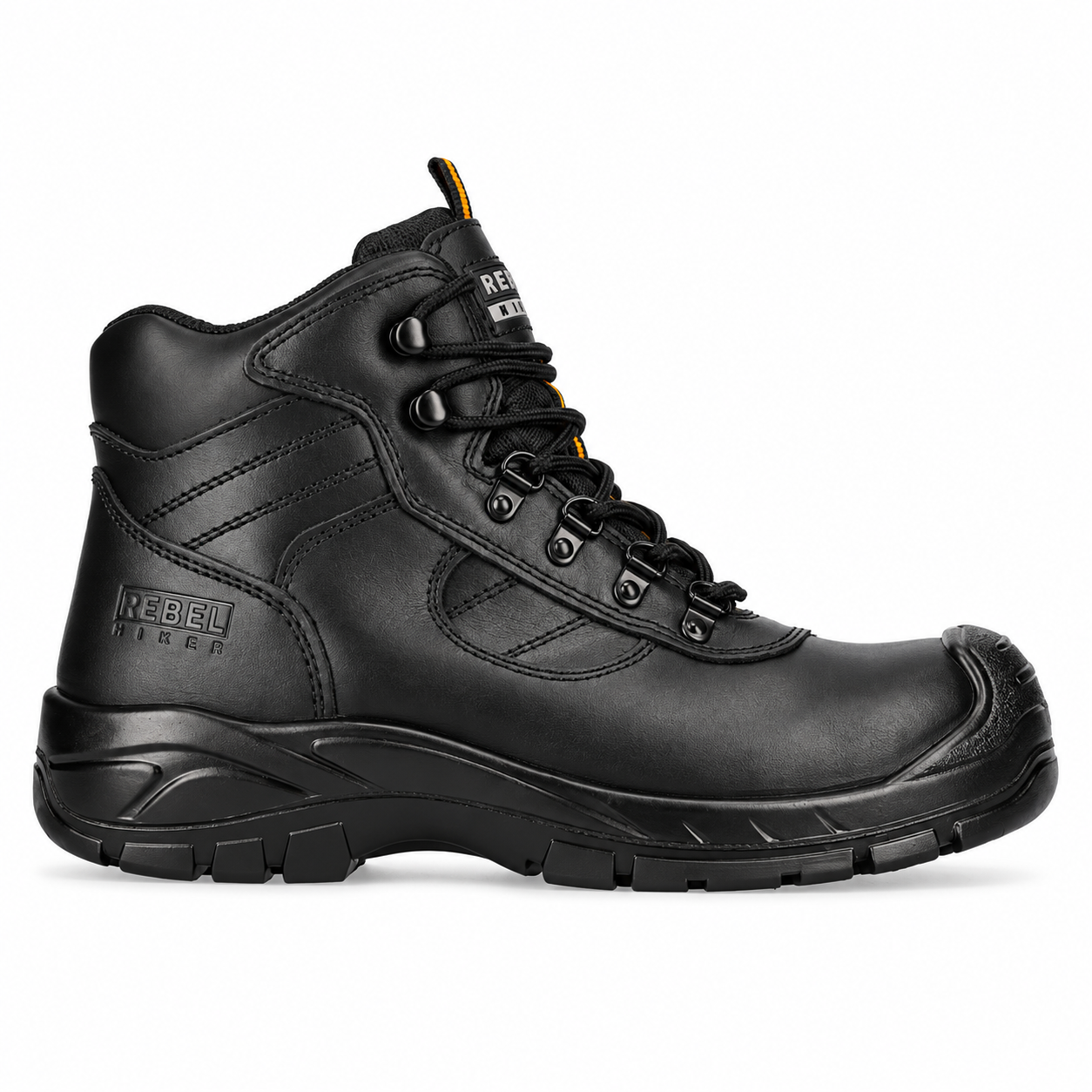 REBEL Hiker Hi Safety Boot Black – 200J Steel Toe Full Grain Leather Work Boot - Image 3