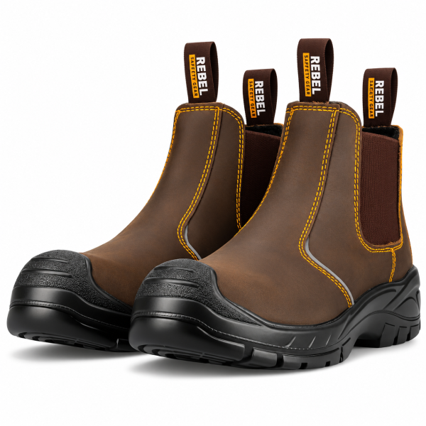 REBEL Anvil Chelsea Safety Boot Brown – 200J Steel Toe Work Boot - Image 3