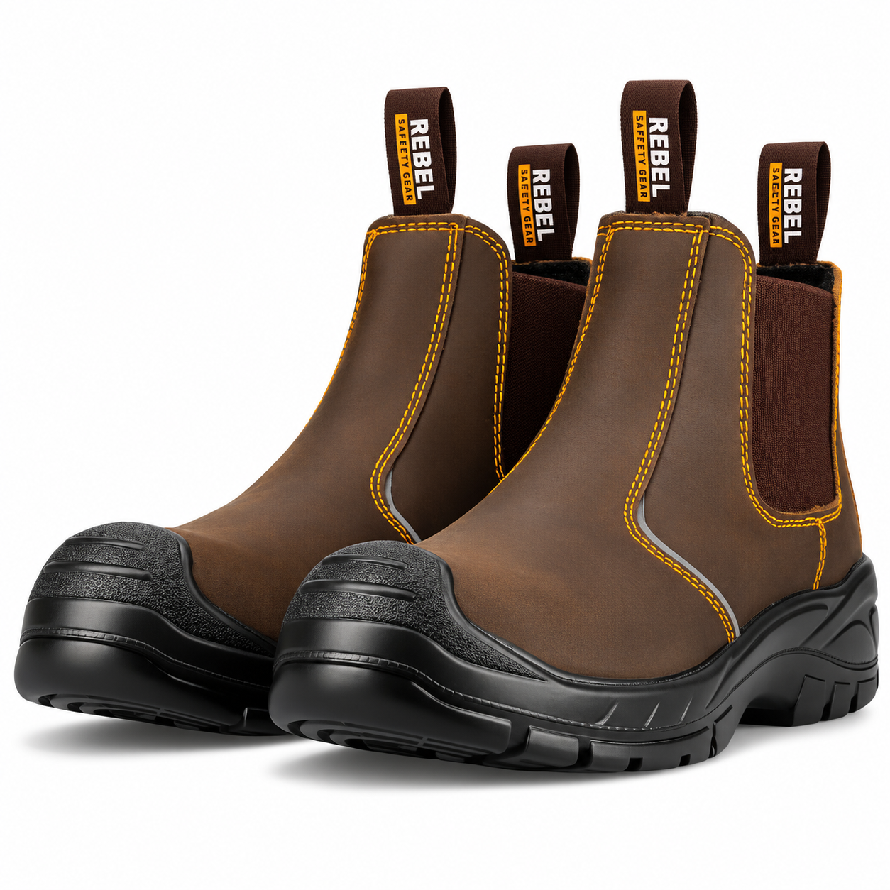 REBEL Anvil Chelsea Safety Boot Brown – 200J Steel Toe Work Boot