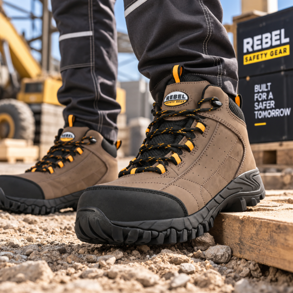 Alternative view of REBEL Expedition HI Safety Boot Brown – 200J Steel Toe S3 Water-Resistant Work Boot